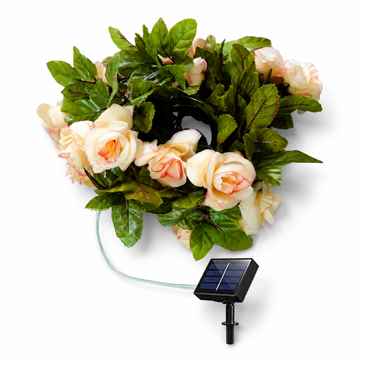 Champagne Rose Blossom String Lights-100 LEDs (Solar / Battery / USB Curtain)