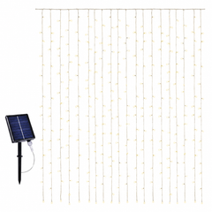 Warm White Solar Curtain Lights (3mx3m)-USB Rechargeable