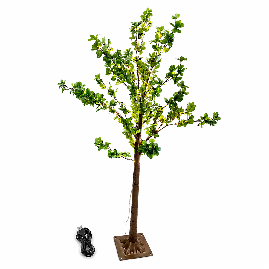 Warm White USB LED Tree Floor Lamp-Faux Leaf & Orchid Styles
