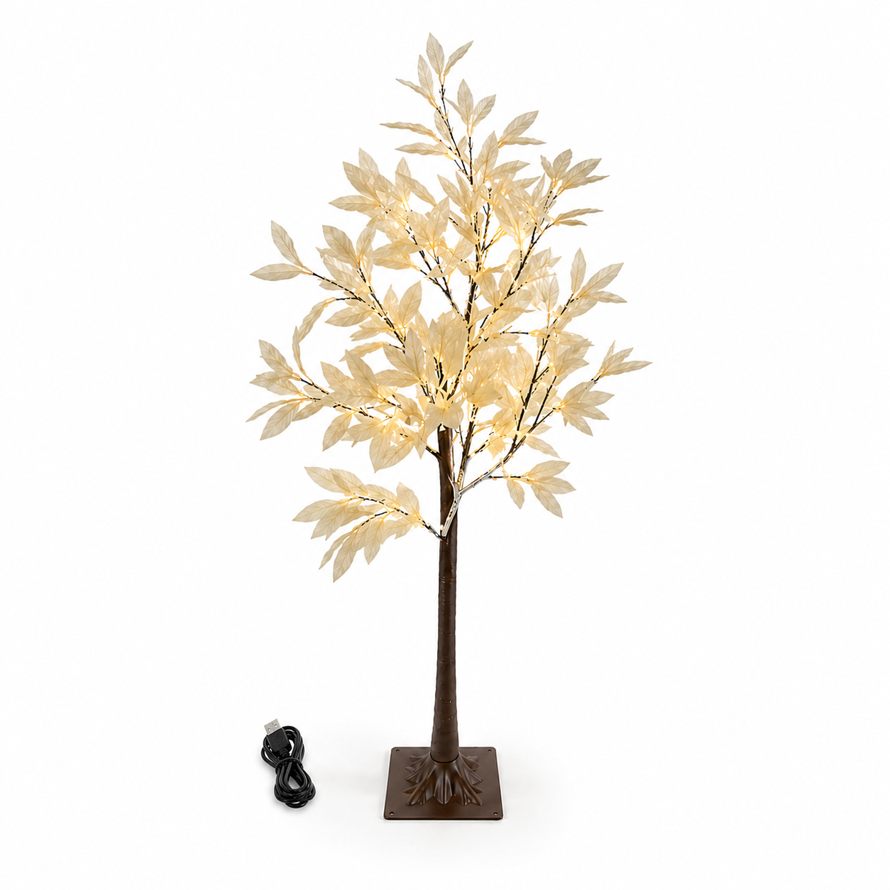 Warm White USB LED Tree Floor Lamp-Faux Leaf & Orchid Styles