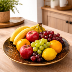 Antique Copper Embossed Metal Fruit Bowl