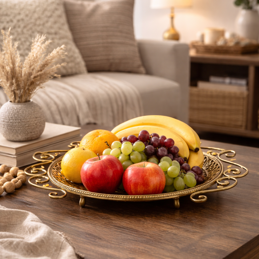 Honeycomb Handled Metal Fruit Tray