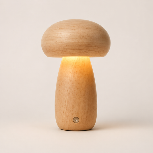 Wood Mushroom Night Light-Touch Dimmable