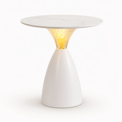 RippleGlow Rechargeable LED Side Table with Sintered Stone Top-Water Ripple Glow (White)