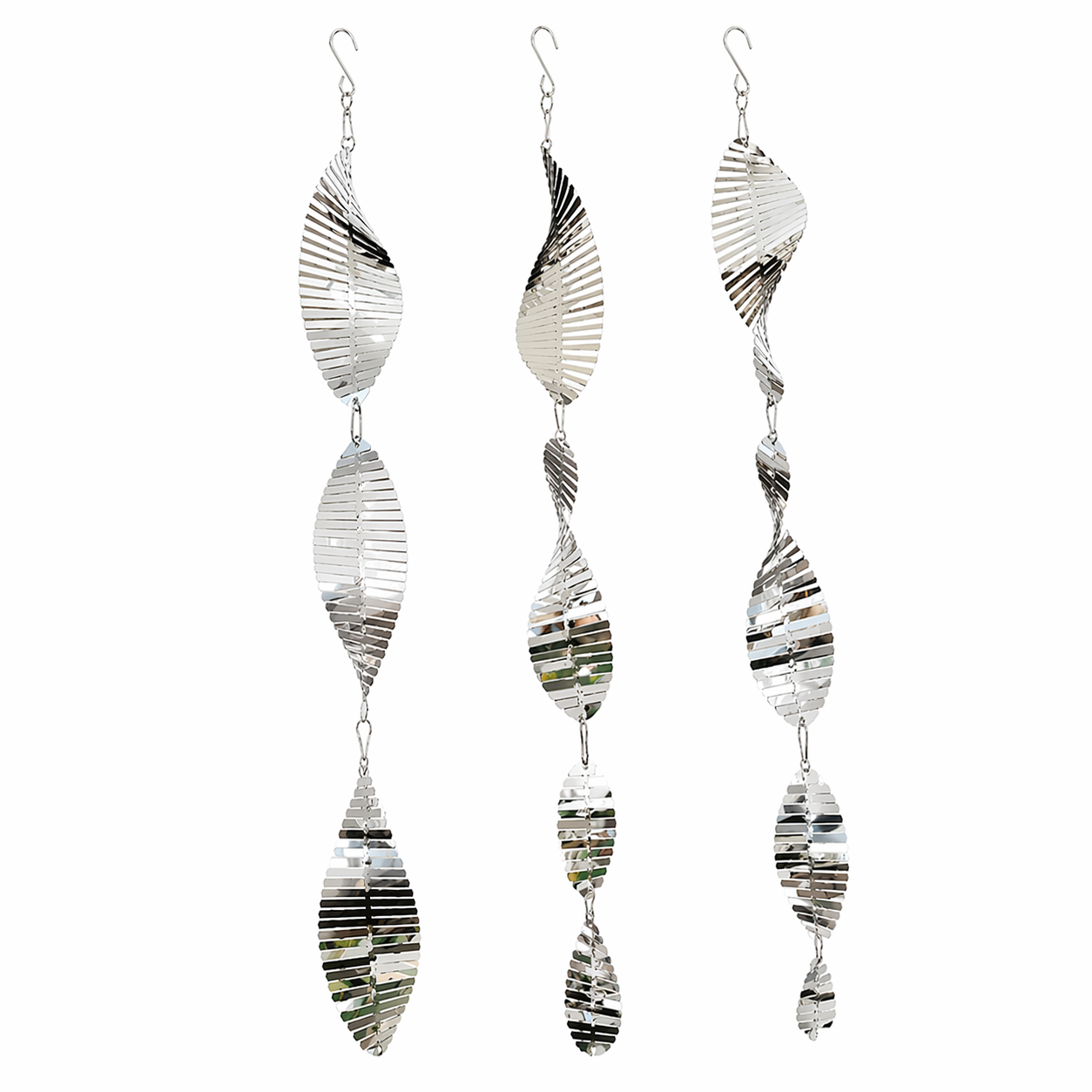 Mirrored Fishbone Wind Spinner Set-304 Stainless Steel Outdoor Hanging Decor