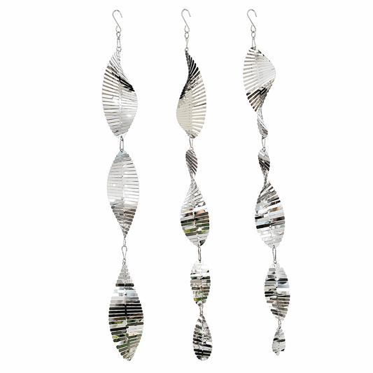 Mirrored Fishbone Wind Spinner Set-304 Stainless Steel Outdoor Hanging Decor