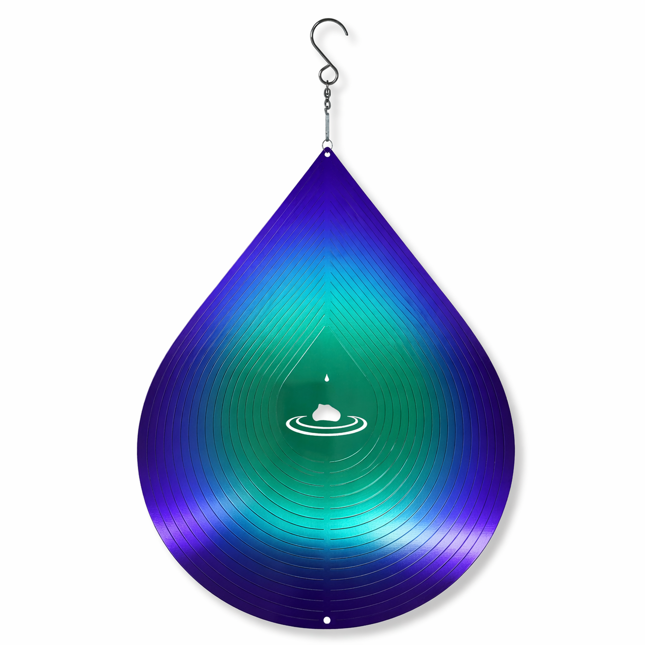 Teardrop Wind Spinner-Mirror Silver or Aurora Blue-Purple (Stainless Steel)