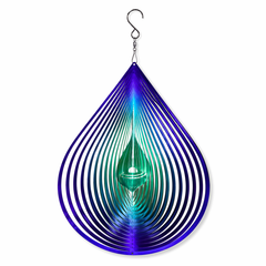 Teardrop Wind Spinner-Mirror Silver or Aurora Blue-Purple (Stainless Steel)