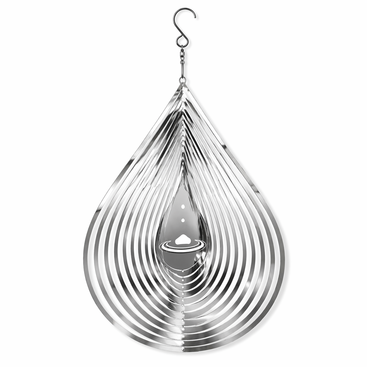 Teardrop Wind Spinner-Mirror Silver or Aurora Blue-Purple (Stainless Steel)