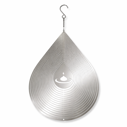 Teardrop Wind Spinner-Mirror Silver or Aurora Blue-Purple (Stainless Steel)
