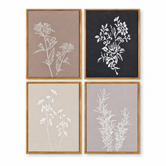 Botanical Quartet Canvas Wall Art Set (4 Panels, 12x16 in Each)