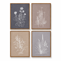 Botanical Quartet Canvas Wall Art Set (4 Panels, 12x16 in Each)