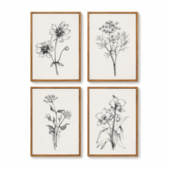 Botanical Quartet Canvas Wall Art Set (4 Panels, 12x16 in Each)