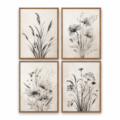 Botanical Quartet Canvas Wall Art Set (4 Panels, 12x16 in Each)