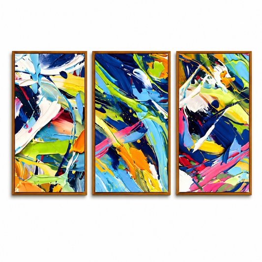Colorful Abstract Triptych Canvas Wall Art Set