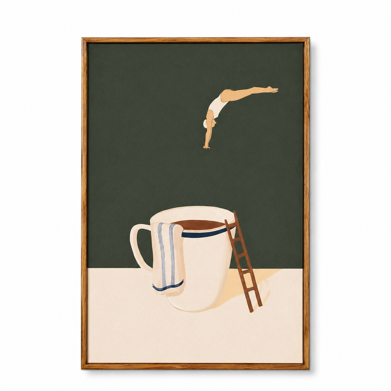 Coffee Dive Surreal Canvas Wall Art, 40x60 cm (15.75x23.62 in) Gallery-Wrapped