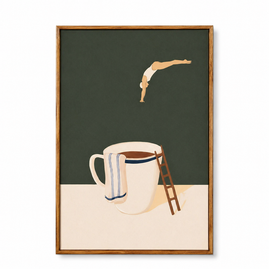 Coffee Dive Surreal Canvas Wall Art, 40x60 cm (15.75x23.62 in) Gallery-Wrapped