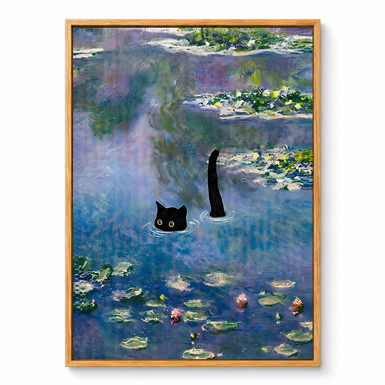 Water Lily Cat Canvas Wall Art Gallery-Wrapped