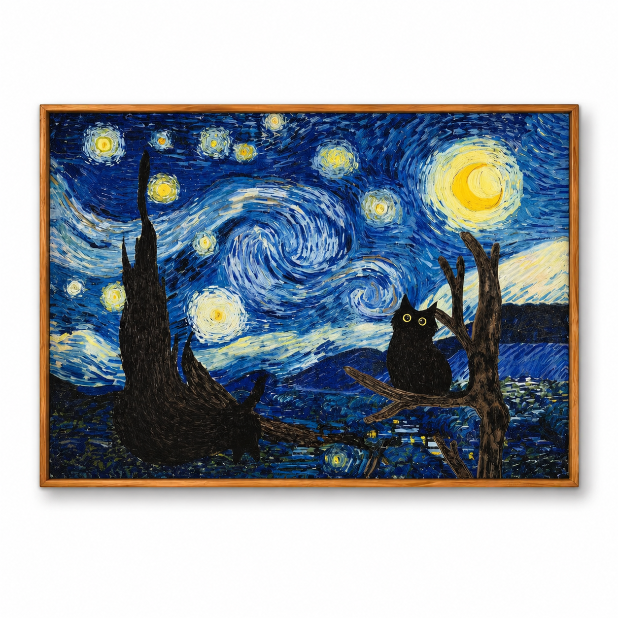Starry Sky Cat Canvas Wall Art Gallery-Wrapped