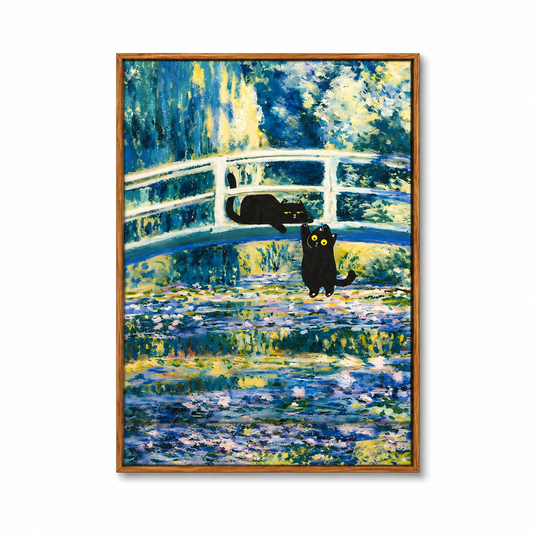 Garden Bridge Cat Canvas Wall Art Gallery-Wrapped