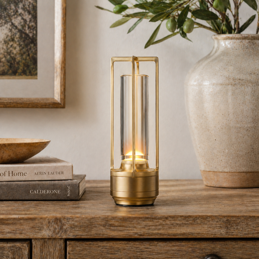 Vintage-Inspired Aluminum Lantern Touch Lamp