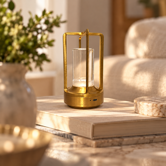 Vintage-Inspired Aluminum Lantern Touch Lamp (6.89in H)