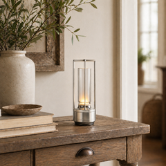 Vintage-Inspired Aluminum Lantern Touch Lamp
