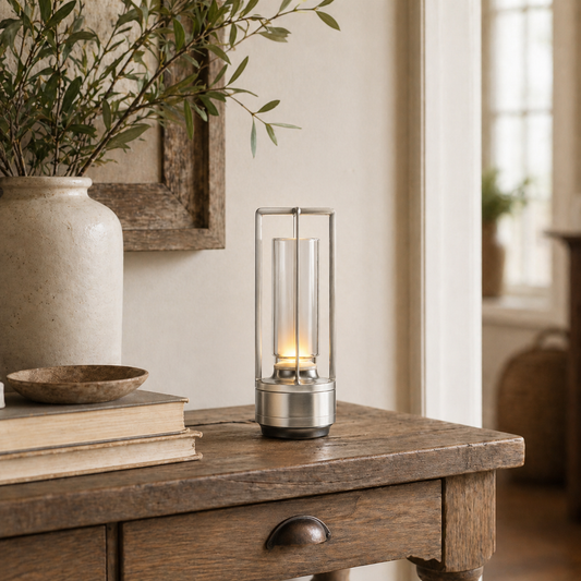 Vintage-Inspired Aluminum Lantern Touch Lamp