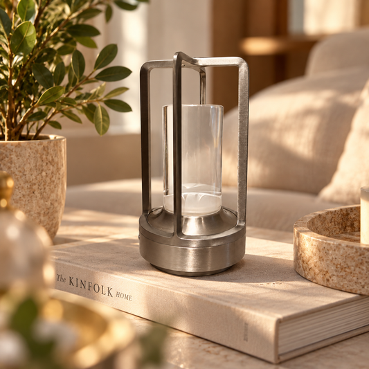 Vintage-Inspired Aluminum Lantern Touch Lamp (6.89in H)