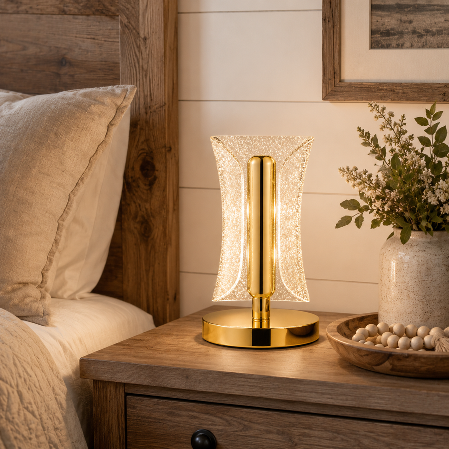 Crystal Glow Touch Accent Lamp-Gold-Tone Base