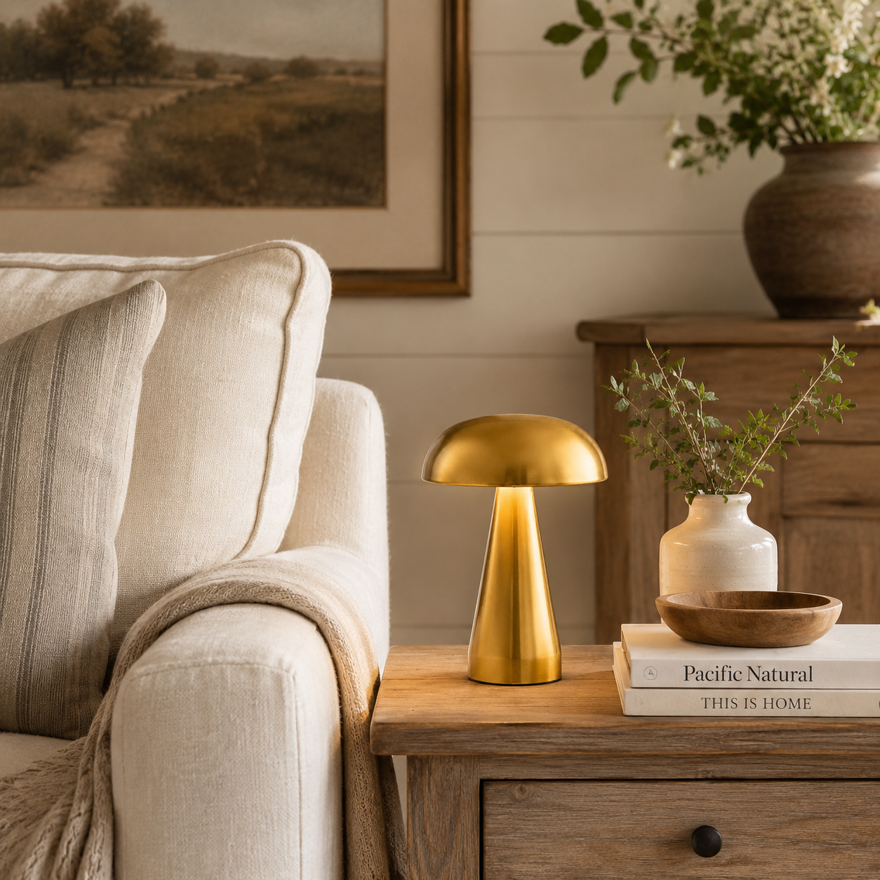 Metal Mushroom Touch Dimmable Table Lamp