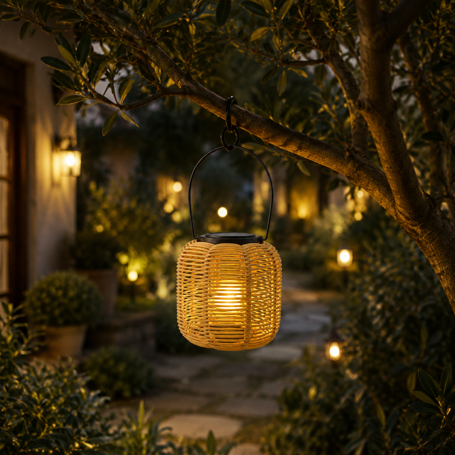 Round Woven Hanging Lantern-Ambient Outdoor Lantern (LED Included)