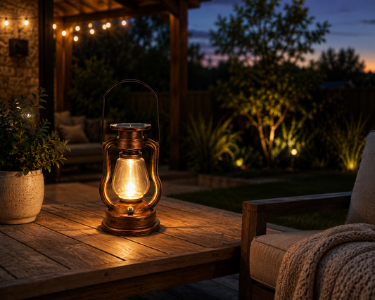 Vintage Solar Lantern-Classic Kerosene-Lamp Look