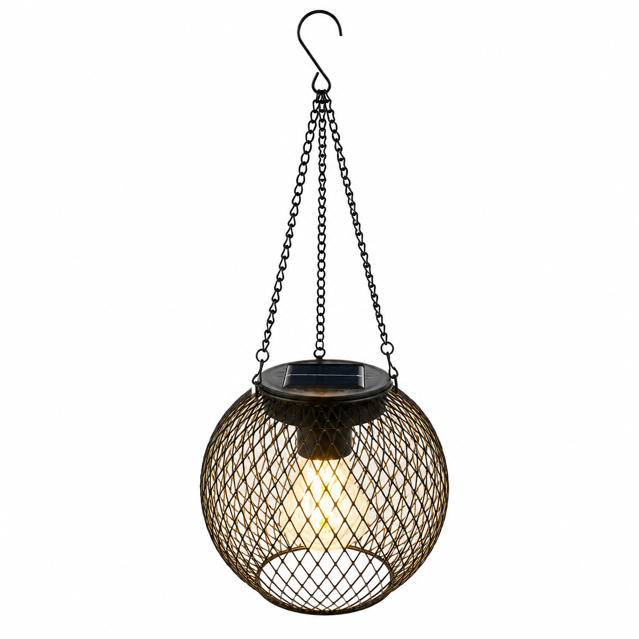 Solar Mesh Globe Hanging Lantern-Metal Lattice Outdoor Lantern (LED Included)