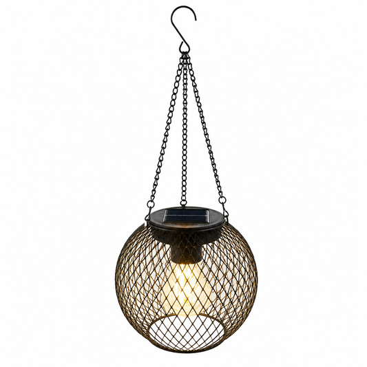 Solar Mesh Globe Hanging Lantern-Metal Lattice Outdoor Lantern (LED Included)