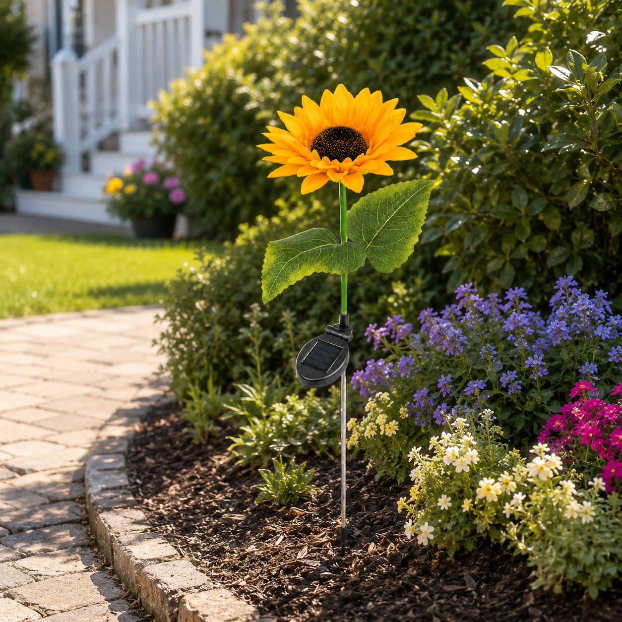 Solar Sunflower Garden Stake Light-Warm Bloom Glow for Pathways & Garden Beds