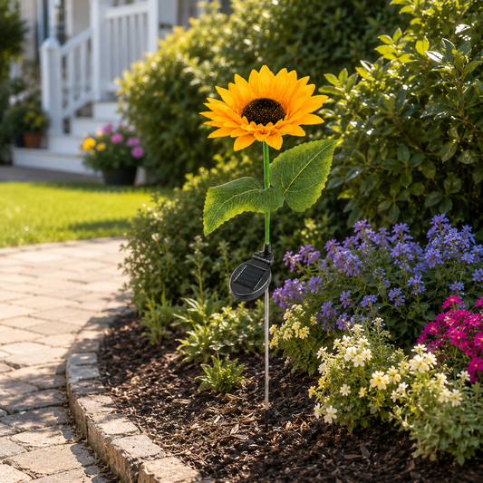 Solar Sunflower Garden Stake Light-Warm Bloom Glow for Pathways & Garden Beds