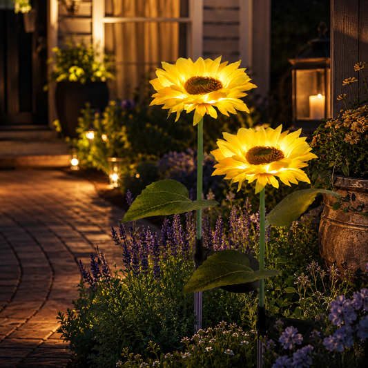 Solar Sunflower Garden Stake Light-Warm Bloom Glow for Pathways & Garden Beds