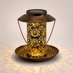 Solar Bird Feeder Lantern-Decorative Metal Feeder