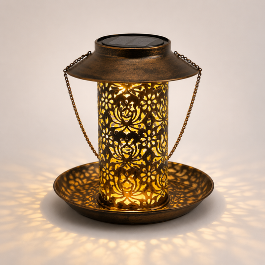 Solar Bird Feeder Lantern-Decorative Metal Feeder