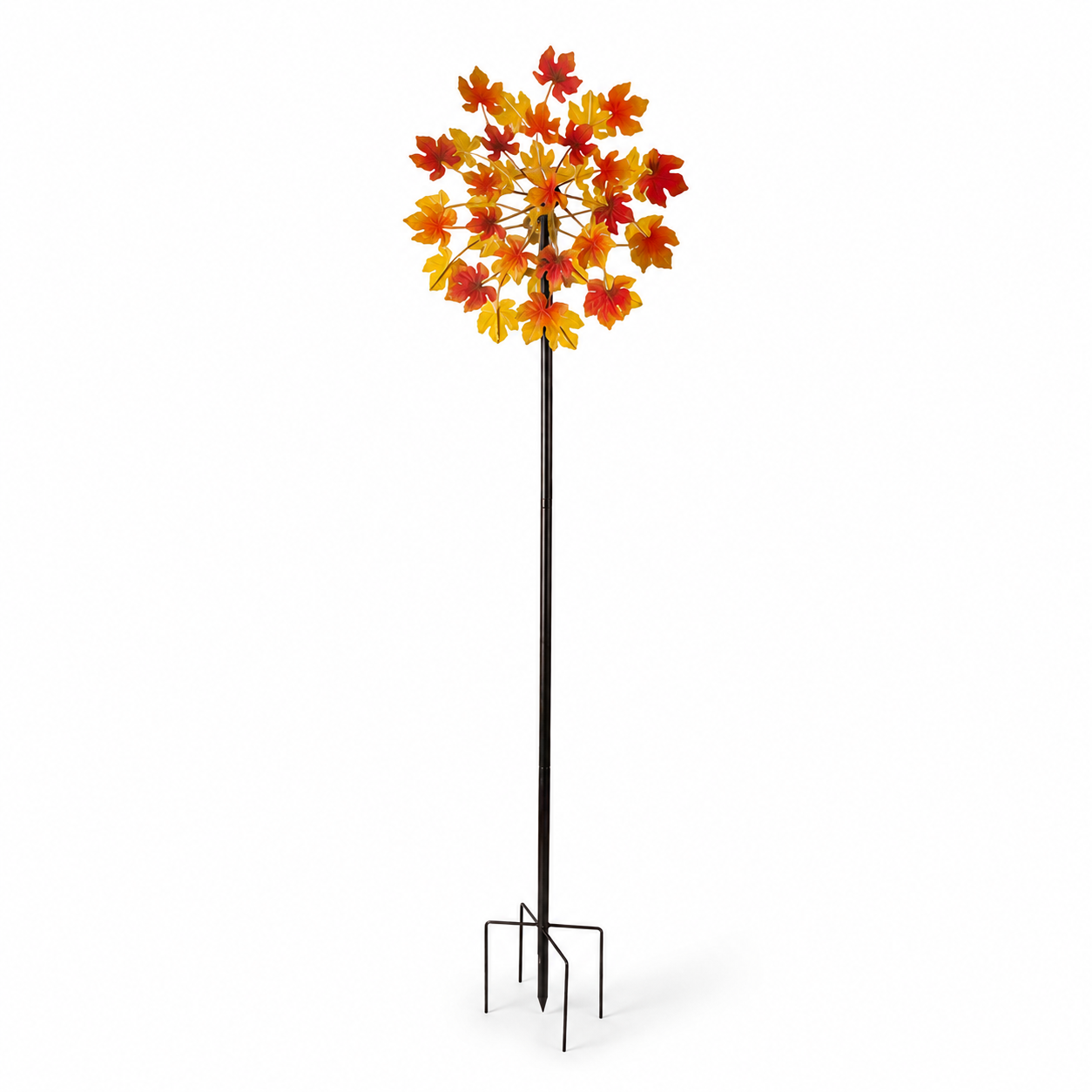 Maple Leaf Wind Spinner-Tall Metal Garden Stake for Seasonal Styling