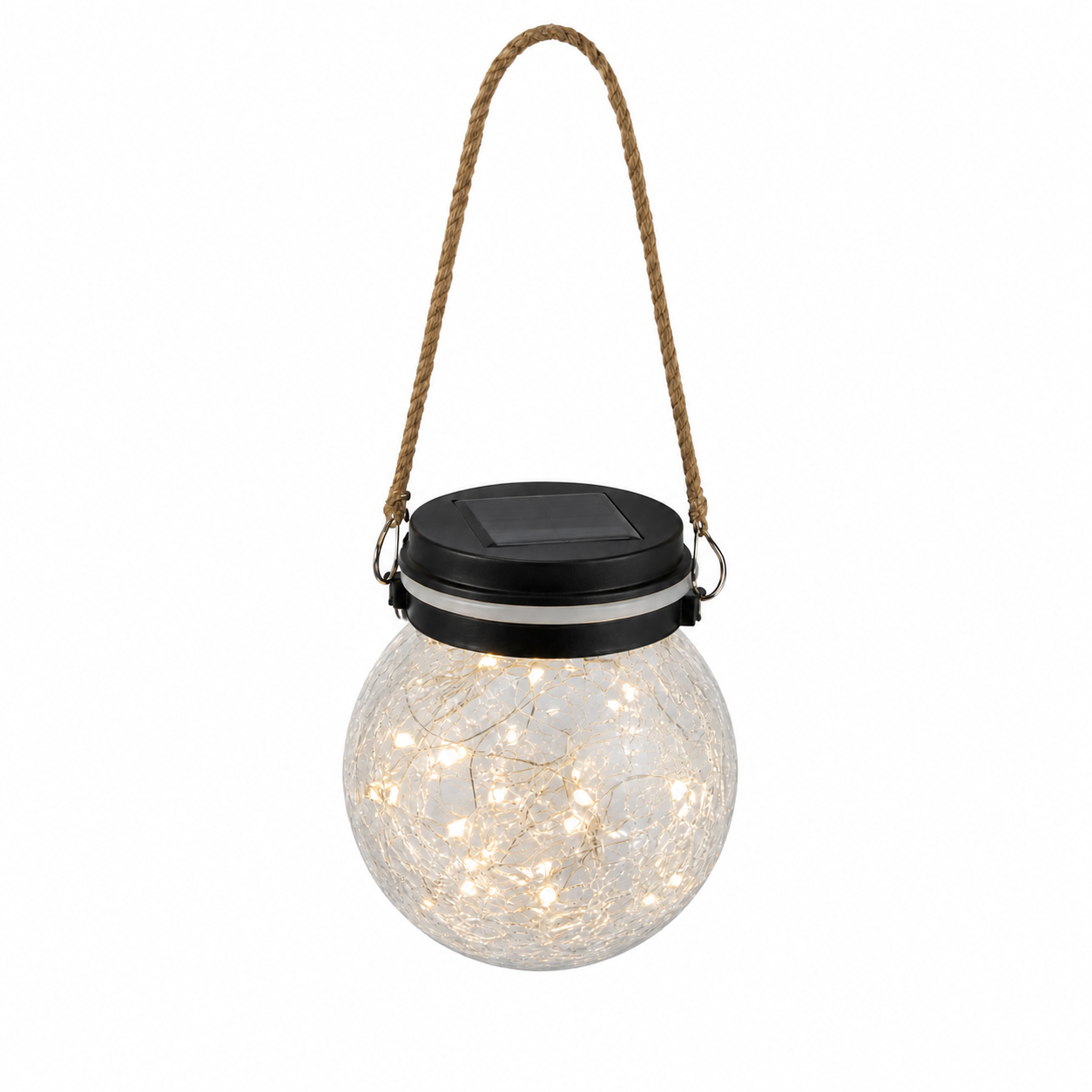 Solar Crackle Glass Hanging Bulb-Warm Decorative Outdoor Lantern