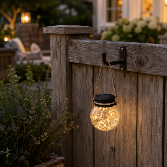 Solar Crackle Glass Hanging Bulb-Warm Decorative Outdoor Lantern