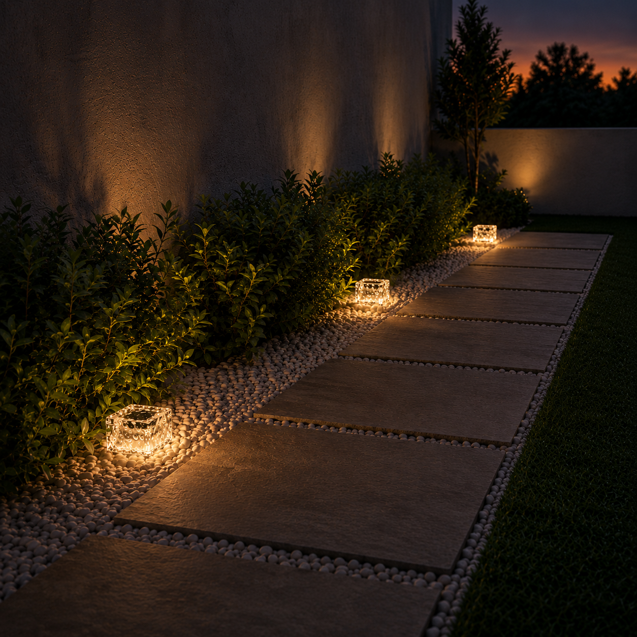 Solar Glass Brick Light-Warm Glow Accent