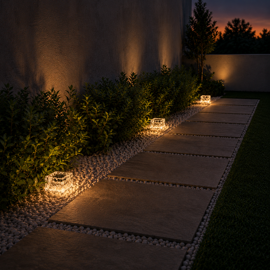 Solar Glass Brick Light-Warm Glow Accent