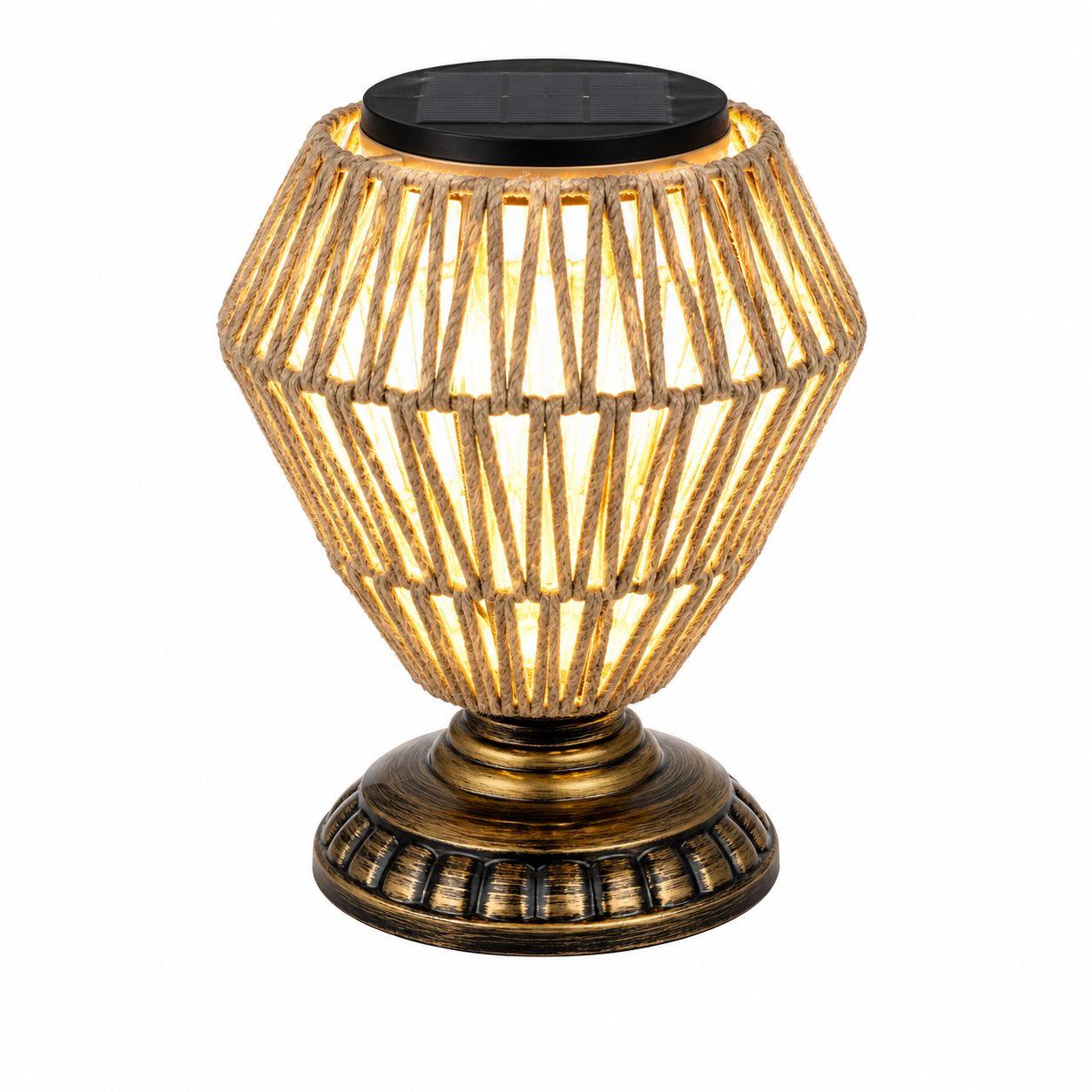 Shadow-Weave Solar Table Lantern 3000K