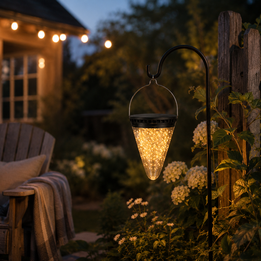Starry Cone Hanging Solar Lantern (Warm White 3000K)