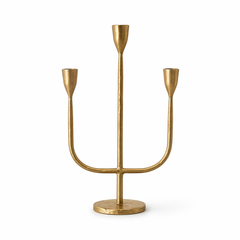 Antique Brass 3-Arm Candelabra Candle Holder