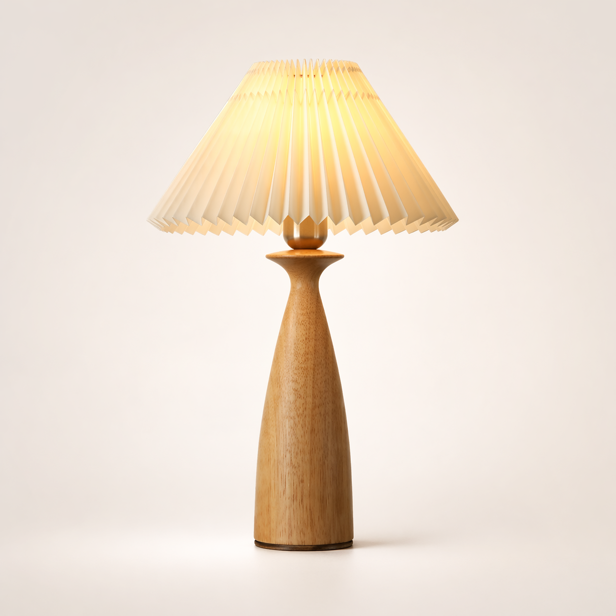 Pleated Shade Wood Table Lamp-Taper Base (E26)