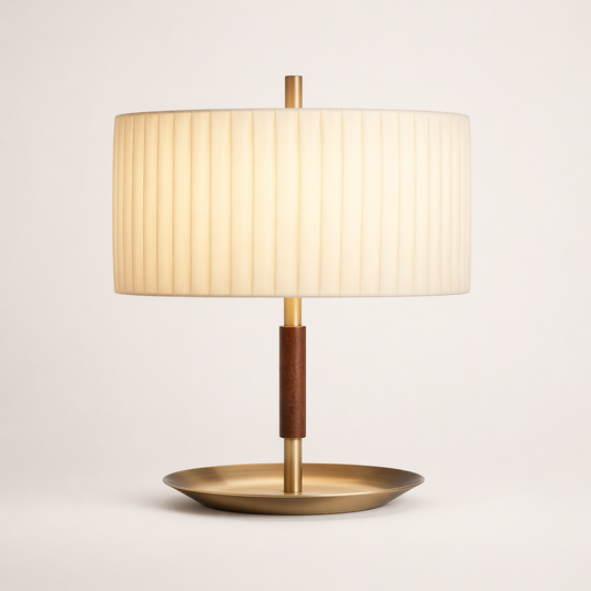Pleated Shade Table Lamp-BlackBrass